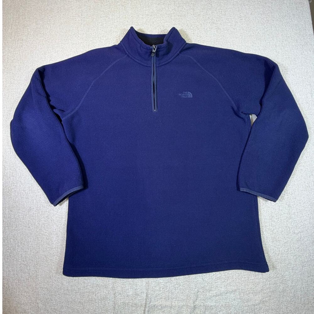 North Face Men XL Blue 1/4 Zip Lng Sleeve Lightweight Pullover Jacket Outdoor